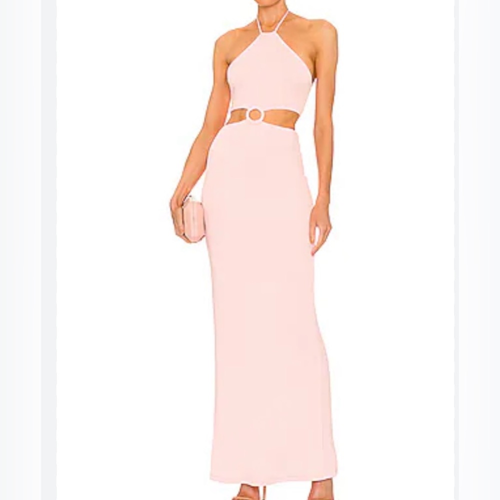 Elegant Pink Halter Maxi Dress